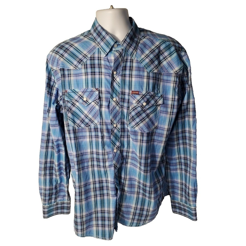 Rafter C Shirt Mens XL Blue Pearl Snap Red Dirt‎ Collection Long Sleeves